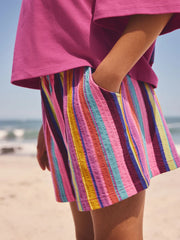 Pink/Stripe Fruit T-Shirt and Textured Shorts Set (3-16yrs)