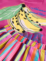 Pink/Stripe Fruit T-Shirt and Textured Shorts Set (3-16yrs)