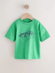 Blue/Green Car Short Sleeve Graphic T-Shirts 4 Pack (3mths-7yrs)
