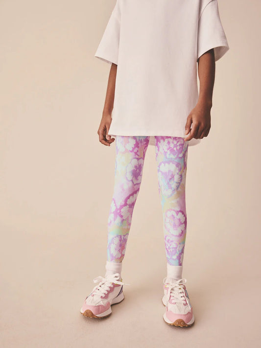 Multi Flower Tie Dye Leggings (3-16yrs)