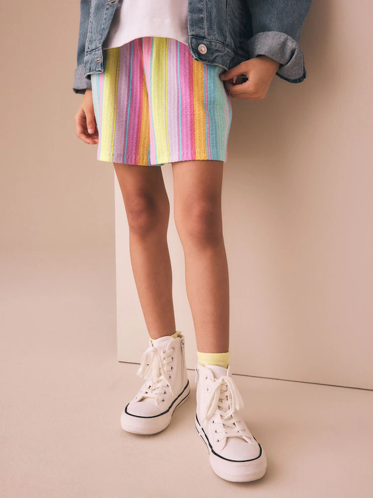 Rainbow Stripe Textured Shorts (3-16yrs)