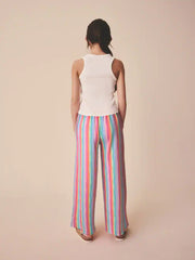 Pink/Blue Stripe Wide Leg Textured Trousers (3-16yrs)