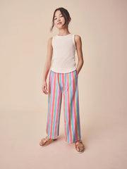 Pink/Blue Stripe Wide Leg Textured Trousers (3-16yrs)
