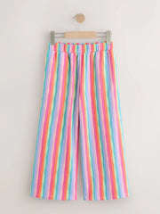 Pink/Blue Stripe Wide Leg Textured Trousers (3-16yrs)