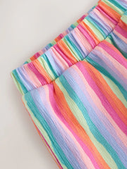 Pink/Blue Stripe Wide Leg Textured Trousers (3-16yrs)