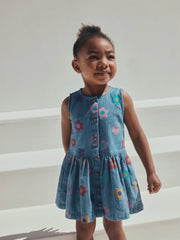 Flower Print Sleeveless Denim Dress (3mths-8yrs)