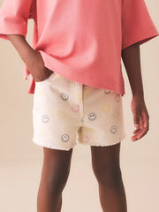 Ecru Multicolour Smiley World Regular Length Frayed Edge Denim Shorts (3-16yrs)