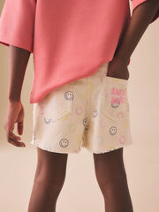 Ecru Multicolour Smiley World Regular Length Frayed Edge Denim Shorts (3-16yrs)