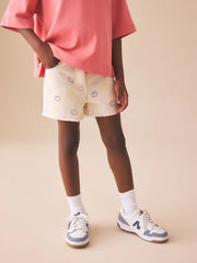 Ecru Multicolour Smiley World Regular Length Frayed Edge Denim Shorts (3-16yrs)