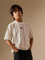 White/Black Stripe Short Sleeve Graphic T-Shirt (3-16yrs)