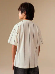 White/Black Stripe Short Sleeve Graphic T-Shirt (3-16yrs)
