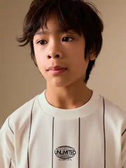 White/Black Stripe Short Sleeve Graphic T-Shirt (3-16yrs)