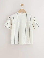 White/Black Stripe Short Sleeve Graphic T-Shirt (3-16yrs)