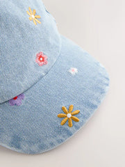 Yellow Flower Denim Cap (1-16yrs)