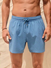 Blue Waffle Texture 5 Inch Swim Shorts