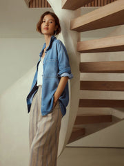 Mid Blue N. Premium Denim Boyfriend Oversized Shirt