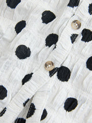 Black/White Spot Textured Button Front Top (3-16yrs)