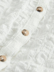 White Textured Button Front Top (3-16yrs)
