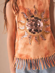 Orange Sun Fringe Sequin Vest (3-16yrs)