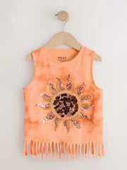 Orange Sun Fringe Sequin Vest (3-16yrs)