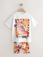 White Unicorn Sequin T-Shirt and Cycling Shorts Set (3-16yrs)