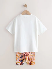 White Unicorn Sequin T-Shirt and Cycling Shorts Set (3-16yrs)