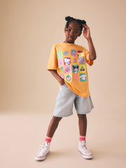 Orange Hello Kitty Oversized Graphic Print T-Shirt (3-16yrs)