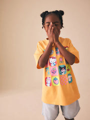 Orange Hello Kitty Oversized Graphic Print T-Shirt (3-16yrs)