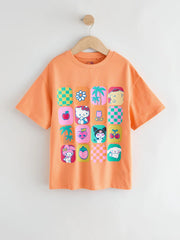 Orange Hello Kitty Oversized Graphic Print T-Shirt (3-16yrs)