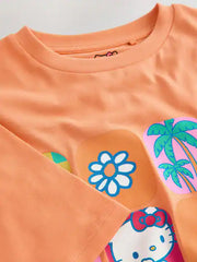 Orange Hello Kitty Oversized Graphic Print T-Shirt (3-16yrs)