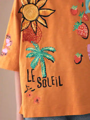 Orange Soleil Embroidered Oversized Boxy T-Shirt (3-16yrs)