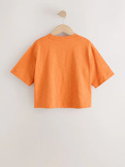 Orange Soleil Embroidered Oversized Boxy T-Shirt (3-16yrs)