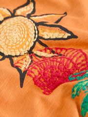 Orange Soleil Embroidered Oversized Boxy T-Shirt (3-16yrs)