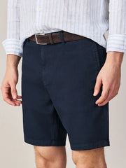 Navy Faux Suede Belted Chino Shorts