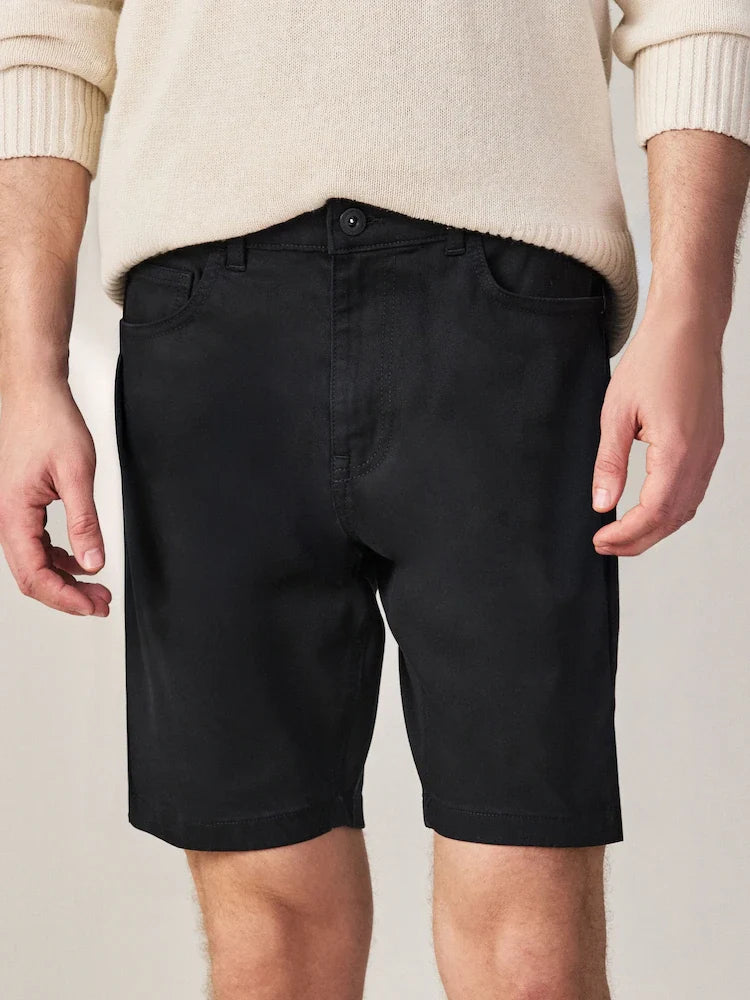 Black Comfort Stretch 5 Pocket Chino Shorts