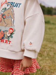 Cream Gingham Fruit Market Crew Neck Sweatshirt & Shorts Set (3mths-7yrs)