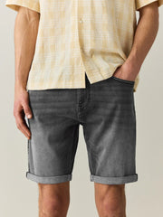 Dark Grey Slim Fit Motion Flex Denim Shorts