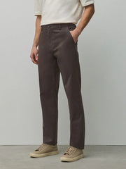 Brown Straight Fit Cotton Rich Stretch Chinos