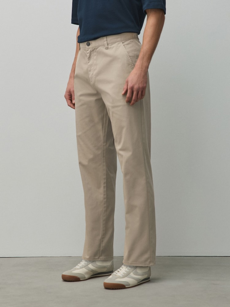 Stone Straight Fit Cotton Rich Stretch Chinos