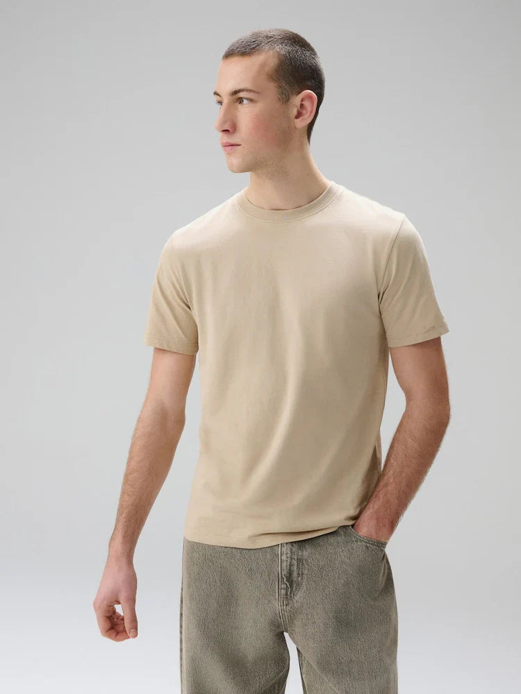 Brown camel Slim Fit Essential Crew Neck Cotton T-Shirt