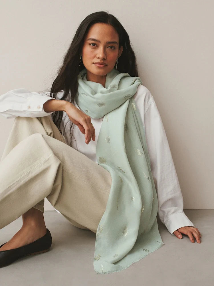 Sage Green Foil Lightweight Scarf