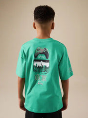 Green Controller Back Print Short Sleeve Graphic T-Shirt (3-16yrs)