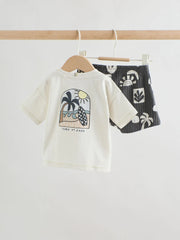 Grey/White Palm Top and Shorts Baby Set (0mths-2yrs)