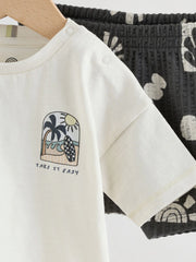 Grey/White Palm Top and Shorts Baby Set (0mths-2yrs)