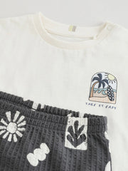 Grey/White Palm Top and Shorts Baby Set (0mths-2yrs)