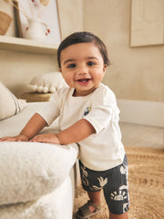 Grey/White Palm Top and Shorts Baby Set (0mths-2yrs)