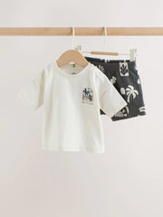 Grey/White Palm Top and Shorts Baby Set (0mths-2yrs)