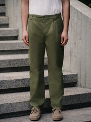 Green Regular Tapered Fit Summerweight Twin Pleat Chino Trousers