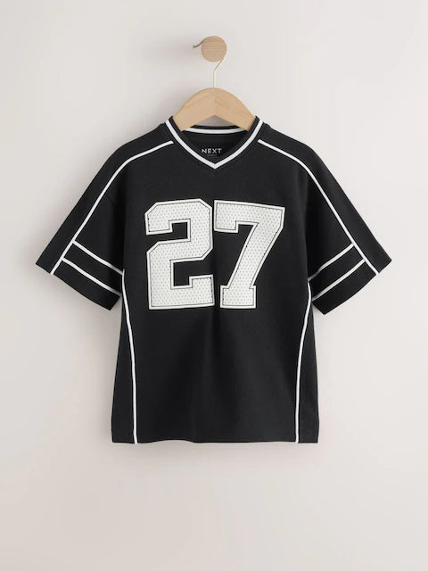 Black/White Varsity Short Sleeve T-Shirt (3-16yrs)