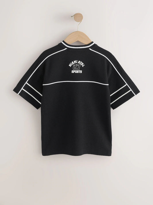 Black/White Varsity Short Sleeve T-Shirt (3-16yrs)